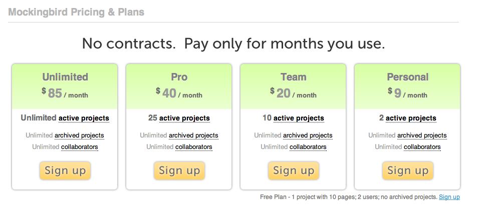 Mockingbird Pricing Mockingbird Pricing