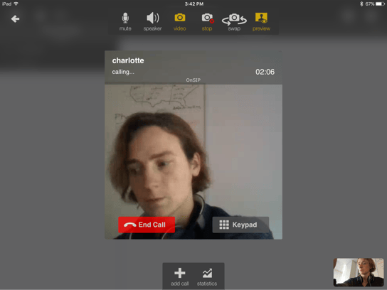 Bria for iPad video call Bria for iPad video call