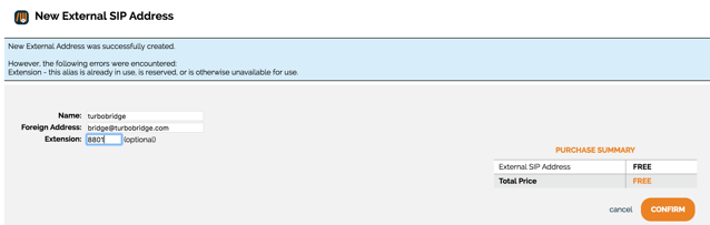 External SIP address info External SIP address info