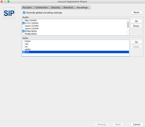 Jitsi for Mac codecs