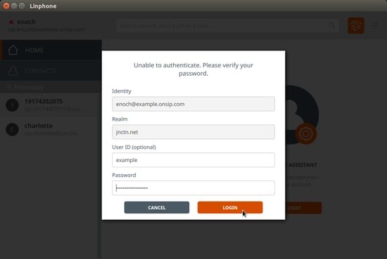 Linphone for Linux user authentication Linphone for Linux user authentication