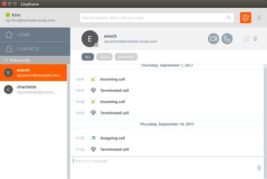 Linphone for Linux contact history Linphone for Linux contact history