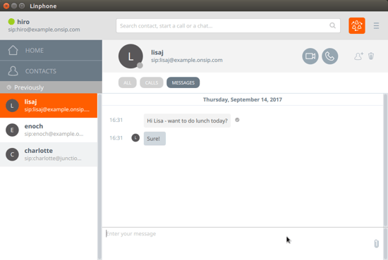 Linphone for Linux messaging Linphone for Linux messaging