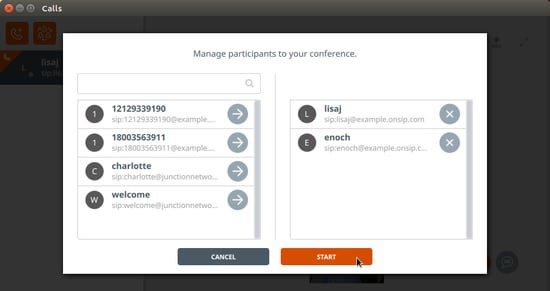 Linphone for Linux start conference call Linphone for Linux start conference call