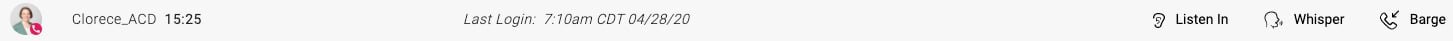Screenshot of monitor, whisper, and barge buttons in the Queue Dashboard.