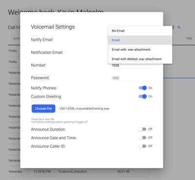 OnSIP app voicemail to email settings OnSIP app voicemail to email settings