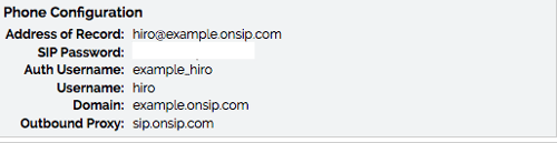SIP account configuration SIP account configuration